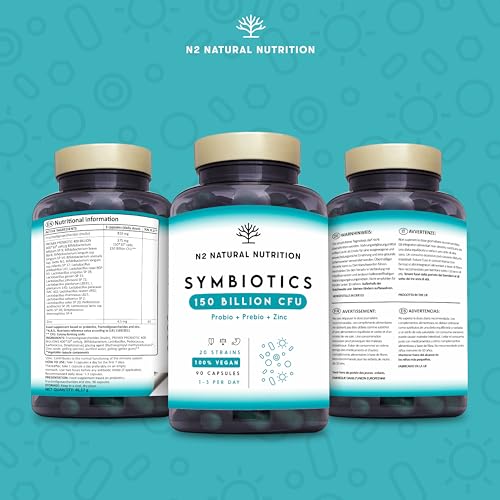 Probiotics 150 Billion CFU - 20 Strains with Prebiotics & Zinc. Highest Concentration N2 Natural Nutrition uk supplements