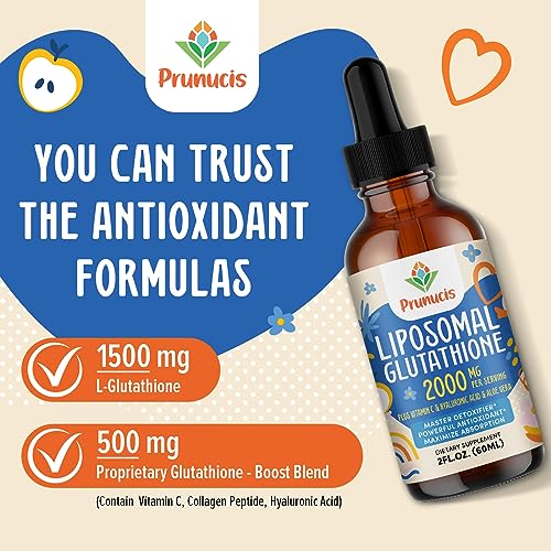 2000MG Liposomal Glutathione Liquid, 98% Absorption, Glutathione Liquid Supplement Prunucis uk supplements