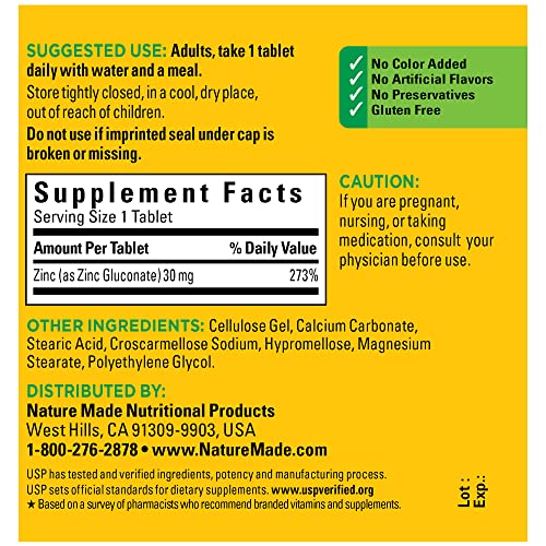 Nature Made Zinc 30 mg, Dietary Supplement for Immune Health and Antioxidant Support Nature Made uk supplements