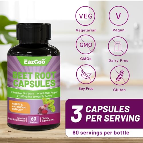 EAZGOO Beet Root Capsules 1000mg Per Serving, Supports Nitric Oxide Production & Blood EAZGOO uk supplements