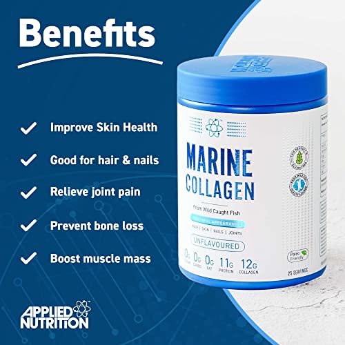 Applied Nutrition Marine Hydrolysed Collagen Powder from Wild Salmon - Protein for Health, Skin, Hair, Nails, Bones, Muscle & Joints Applied Nutrition uk supplements