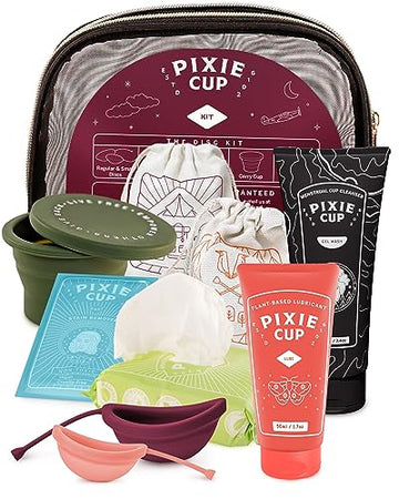 Pixie Menstrual Disc Kit - Best Period Disc Starter Kit - 2 Discs, 20 Wipes, Wash, Lube, Public Restroom Pixie Cup uk supplements