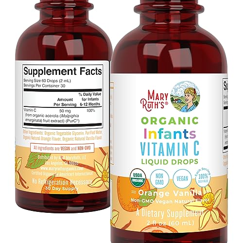 MaryRuth Organics Infant & Baby Vitamin C Supplement | USDA Organic Vitamin C Liquid Drops for Infants | Ages 6-12 Months | Immune Support | Overall Health | Vegan | Non-GMO | Gluten Free | 2 Fl Oz MARYRUTH'S uk supplements