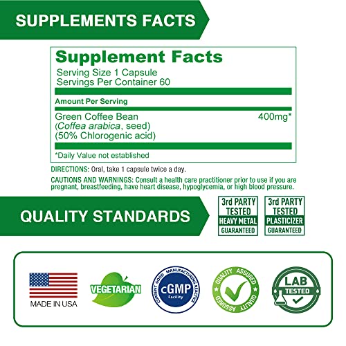 Lovita High-Potency Green Coffee Extract: 1600mg Equivalent, 50% Chlorogenic Acid Lovita uk supplements