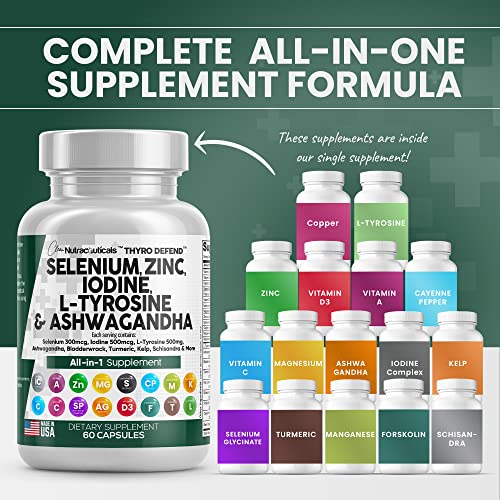 Selenium 300mcg Zinc 50mg Iodine 500mcg L Tyrosine 500mg Ashwagan Clean Nutraceuticals uk supplements