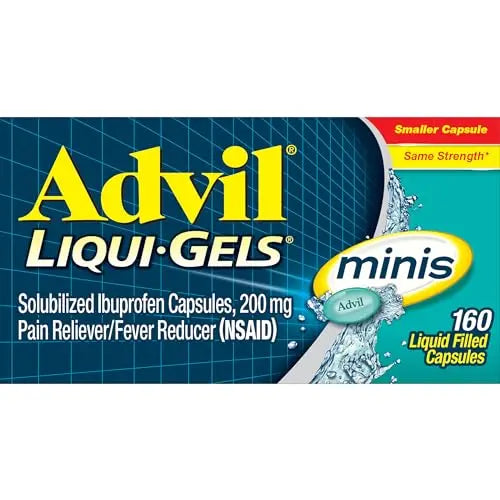 Advil Liqui-Gels Minis Pain Reliever and Fever Reducer, Pain Medicine for Adults with Ibuprofen 200mg for Pain Relief - 160 Liquid Filled Capsules Advil uk supplements