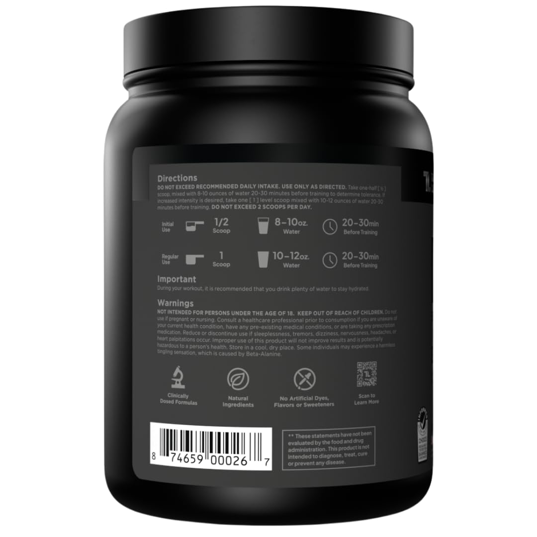 Transparent Labs Bulk Black Pre Workout - Clinically Dosed, Sugar Free Preworkout for Men and Women with Beta Alanine Powder, Citrulline Malate Transparent Labs uk supplements