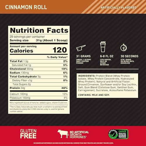 Optimum Nutrition Gold Standard 100% Whey Protein Powder, Cinnamon Roll, 2 Pound Optimum Nutrition uk supplements