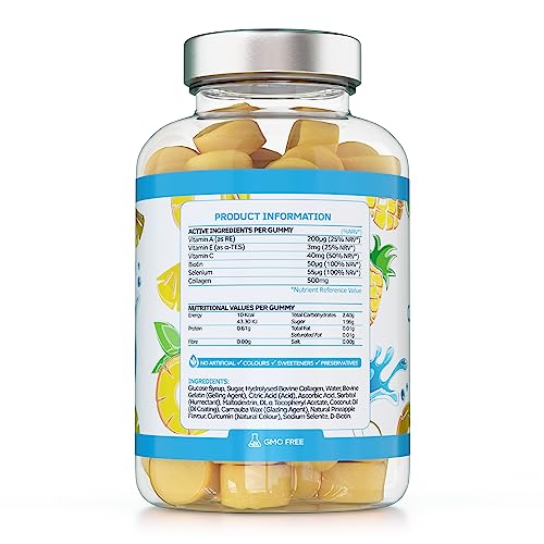 Collagen Complex - 90 Natural Pineapple Flavour Chewable Yummy Gummies swiss bioenergetics uk supplements