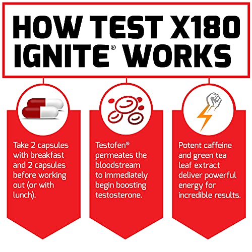 FORCE FACTOR Test X180 Ignite Testosterone Booster for Men, Testosterone Support Force Factor uk supplements