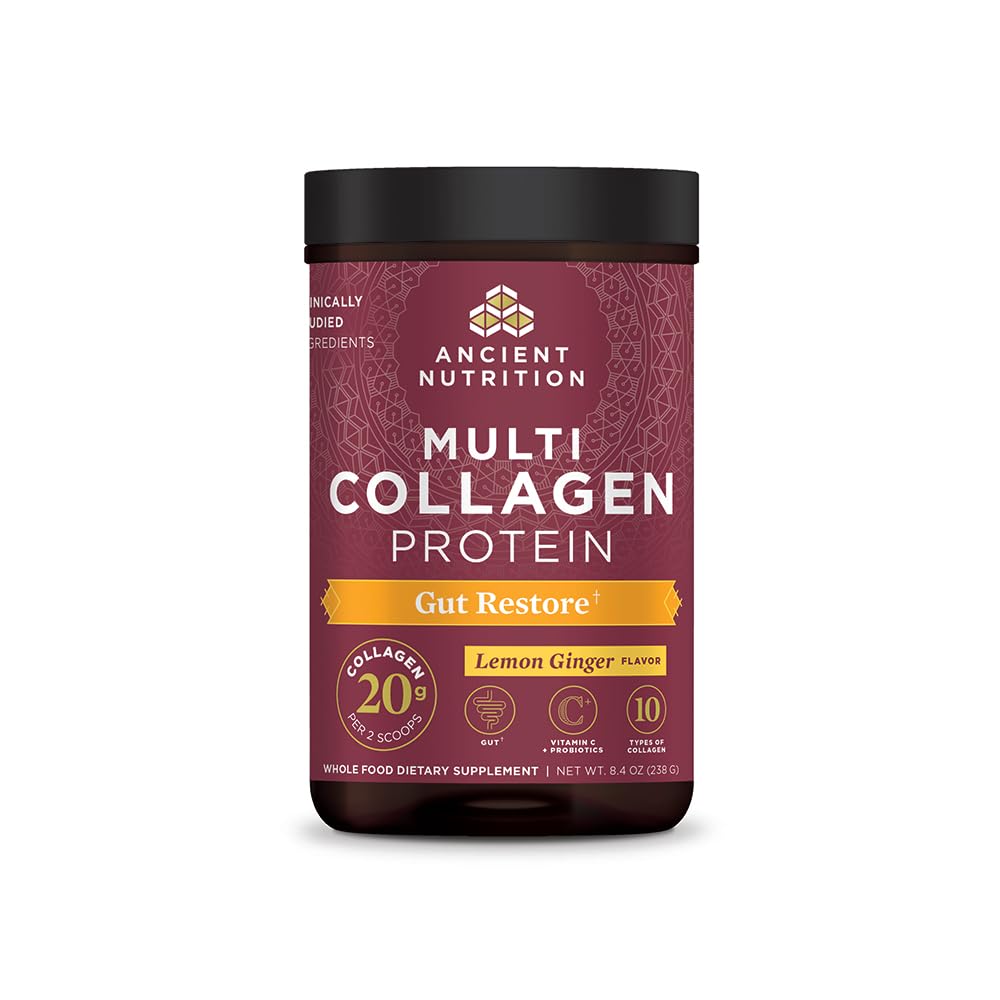 Ancient Nutrition Collagen Powder Protein, Multi Collagen Protein, Hydrolyzed Collagen Peptides Supports Skin and Nails, Joint Supplement (Gut Restore, 20 Servings) Ancient Nutrition uk supplements