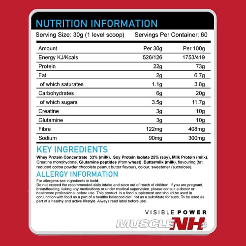 Muscle Nh2 Total Protein, Whey Protein Powder with Creatine Monohydrate and Glutamine Muscle Growth MuscleNh2 uk supplements