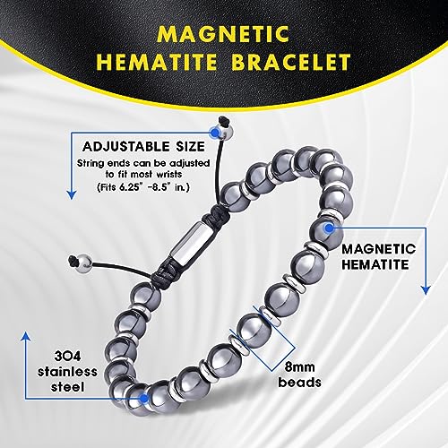 CARITATE Magnetic Hematite Bracelet for Women and Men, Healing Energy Beaded Bracelet CARITATE uk supplements