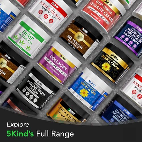 5kind Extra Strong Hemp Cream 6.76 fl oz - Maximum Strength - Natural Topical Cream - Muscle Rub for Lower Back, Joints, Neck, Knees, Shoulders 5kind clinical skincare uk supplements