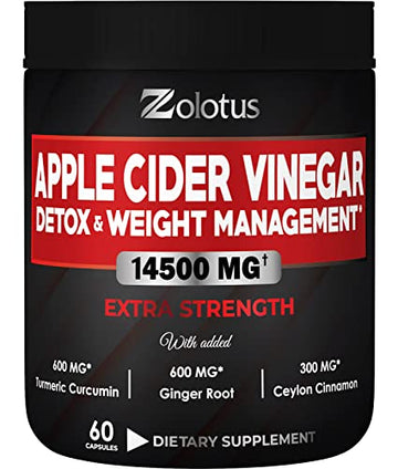 Zolotus 14x Strength Apple Cider Vinegar Capsules, Equivalent to 14500mg, with Turmeric Zolotus uk supplements