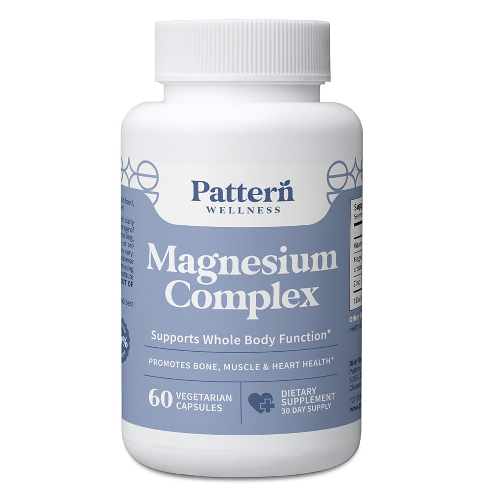 Pattern Wellness Magnesium Complex – Supports Muscle, Bone & Relaxation Health – with Zinc & Vitamin D – Daily Support Formula – 60 Vegan Capsules Pattern Wellness uk supplements