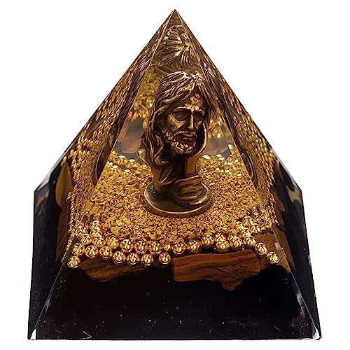 FENGSHUI-CAISHEN Mini Jesus Figurine in Healing Crystal Orgone Pyramid - Obsidian Tiger's Eye FENGSHUI-CAISHEN uk supplements