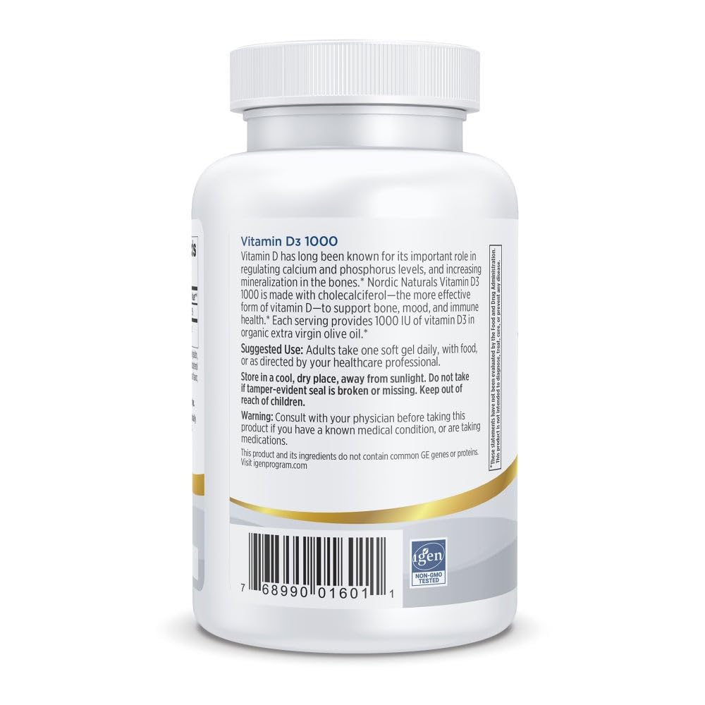 Nordic Naturals Pro Vitamin D3 1000, Orange - 120 Mini Soft Gels - 1000 IU Vitamin D3 - Supports Healthy Bones, Mood & Immune System Function - Non-GMO - 120 Servings Nordic Naturals uk supplements