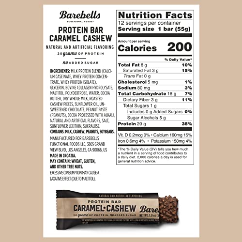 Barebells Protein Bars Caramel Cashew - 12 Count, 1.9oz Bars with 20g of High Protein BAREBELLS uk supplements