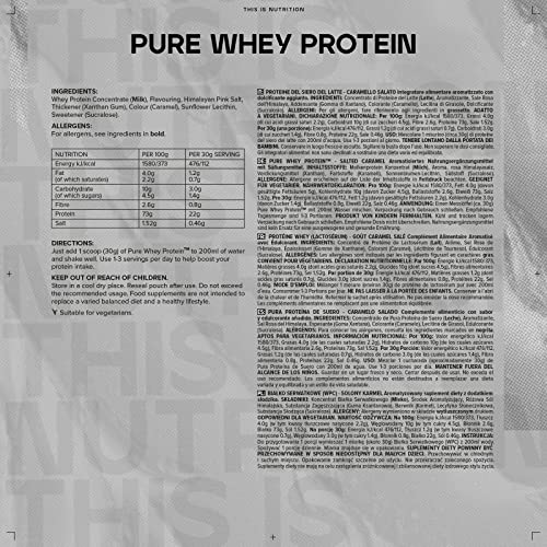 Bulk Pure Whey Protein Powder Shake, Salted Caramel, 500 g, Packaging May Vary Bulk uk supplements