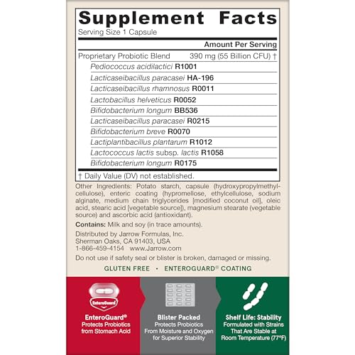 Jarrow Formulas Jarro-Dophilus EPS Advanced, 55 Billion CFU Probiotics, Digestive Support for Adults, 30 Probiotic Supplement Veggie Capsules, Up to 30 Day Supply Jarrow Formulas uk supplements