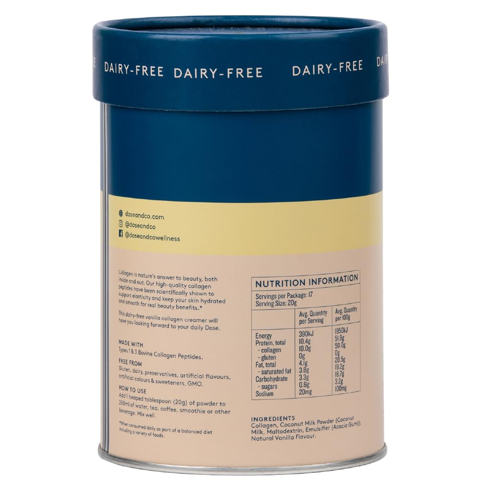 Dose & Co Dairy-Free Collagen Creamer - Vanilla 340g, Vanilla DOSE & CO uk supplements