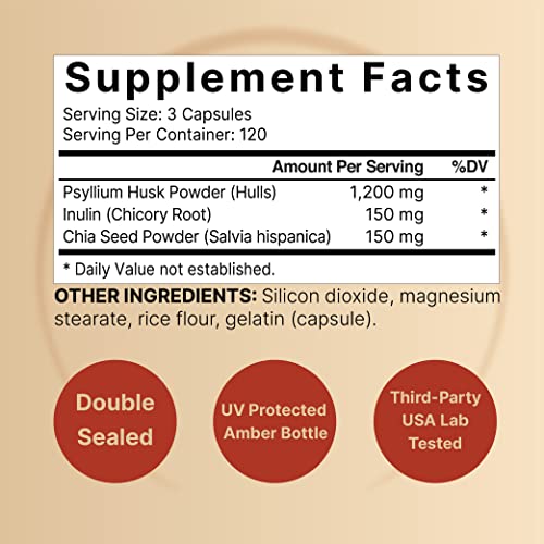 NatureBell Psyllium Husk Capsules 1500mg Per Serving, 360 Count, with Inulin NatureBell uk supplements