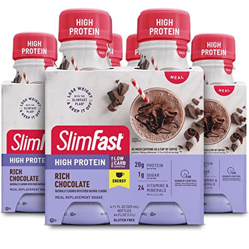 SlimFast Advanced Energy High Protein Meal Replacement Shake, Rich Chocolate, 20g SlimFast uk supplements