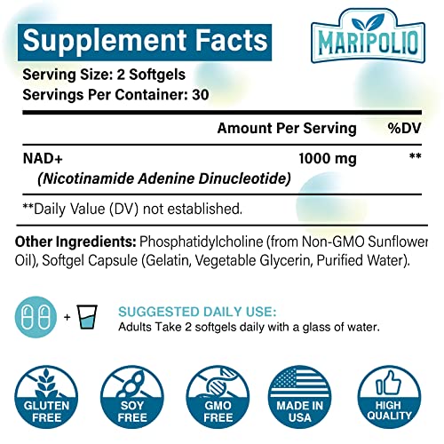Liposomal NAD+ Supplement 1000 mg | Highest NAD Pontecy | Max Absorption | Pure NAD Maripolio uk supplements