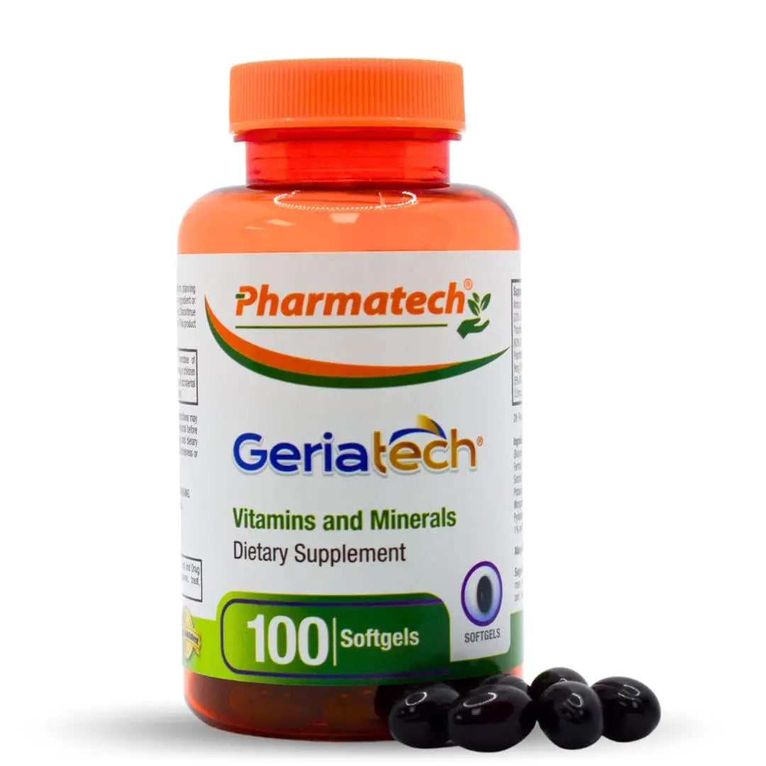Geriatech Senior multivitamins, Vitamins and Minerals Supplement, Women and Men Over 60, with Vitamin B12, Easy to Swallow Geriatech uk supplements