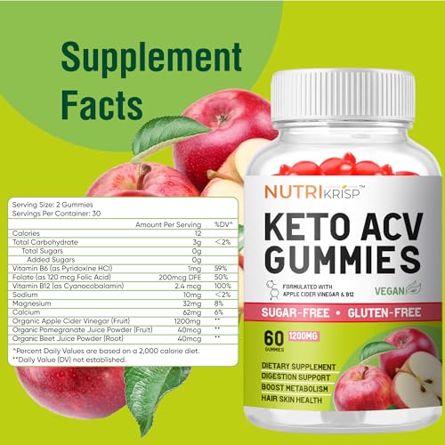 NutriKrisp Organic Keto ACV Gummy for Weight Loss - Sugar & Gluten Free Apple Cider NutriKrisp uk supplements