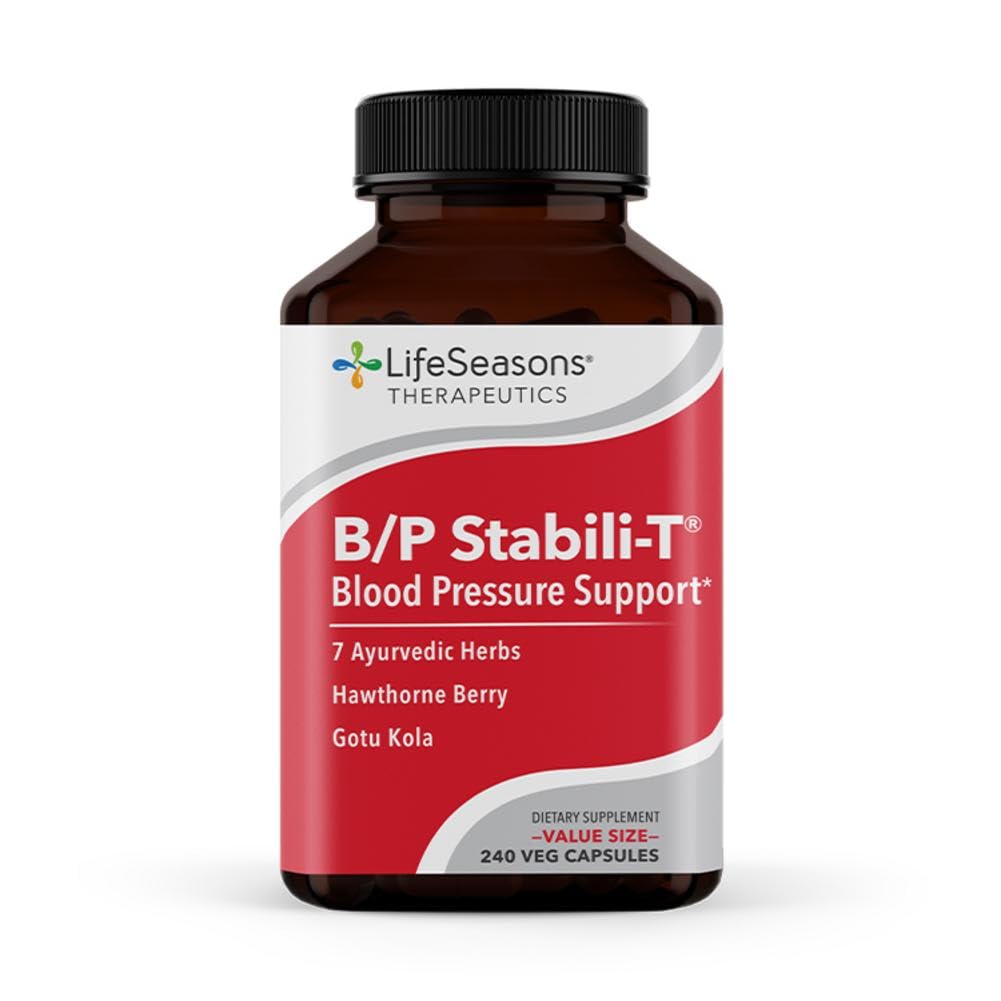 LifeSeasons B/P Stabili-T - Blood Pressure Support - Vitamin Supplement for Healthy Heart & Circulation - Ashwagandha, Arjuna & Hawthorn Berry - 240 Capsules LifeSeasons uk supplements