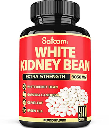 Pure White Kidney Bean Extract Capsules - 6 Herbal Ingredients 9050 mg Equivalent Satoomi uk supplements