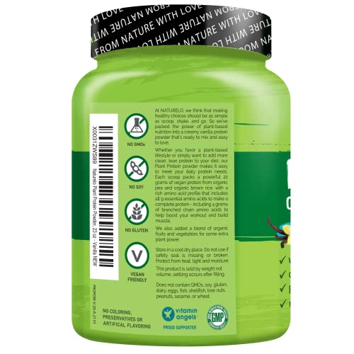 NATURELO Plant Protein Powder, Vanilla, 22g Protein - Non-GMO, 20 Ser NATURELO uk supplements