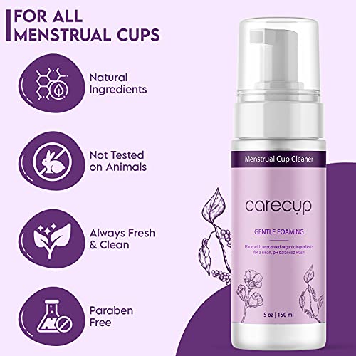 CareCup Menstrual Cup Cleaner - Unscented Foaming Sterilizer Wash for Silicone Period discs - Wipes Clean CareCup uk supplements
