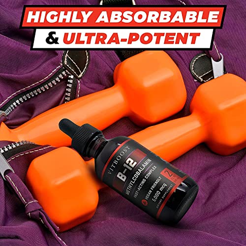 VITBOOST Vegan Liquid B-12 Drops – 60 x 5000 mcg Extra Strength Raspberry Flavored VITBOOST uk supplements