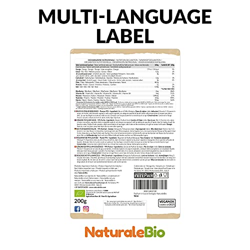Organic Psyllium Husk - 99% Purity - 200g. Pure & Natural Psyllium Seed Husks NaturaleBio uk supplements