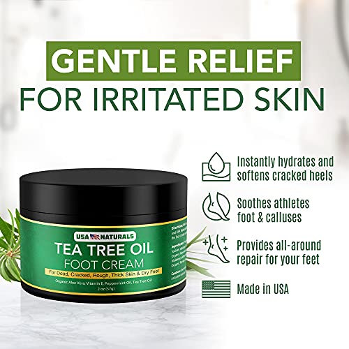Tea Tree Oil Foot Cream For Dry Cracked Heels Repair - Natural Foot Cream For Dry Cracke USA Naturals uk supplements