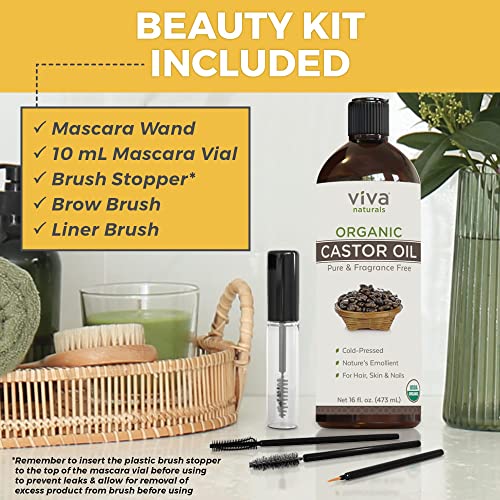 Viva Naturals Organic Castor Oil, 16 fl oz - Cold Pressed Castor Oil for Skin, Hair and Lashes - Traditionally Viva Naturals uk supplements