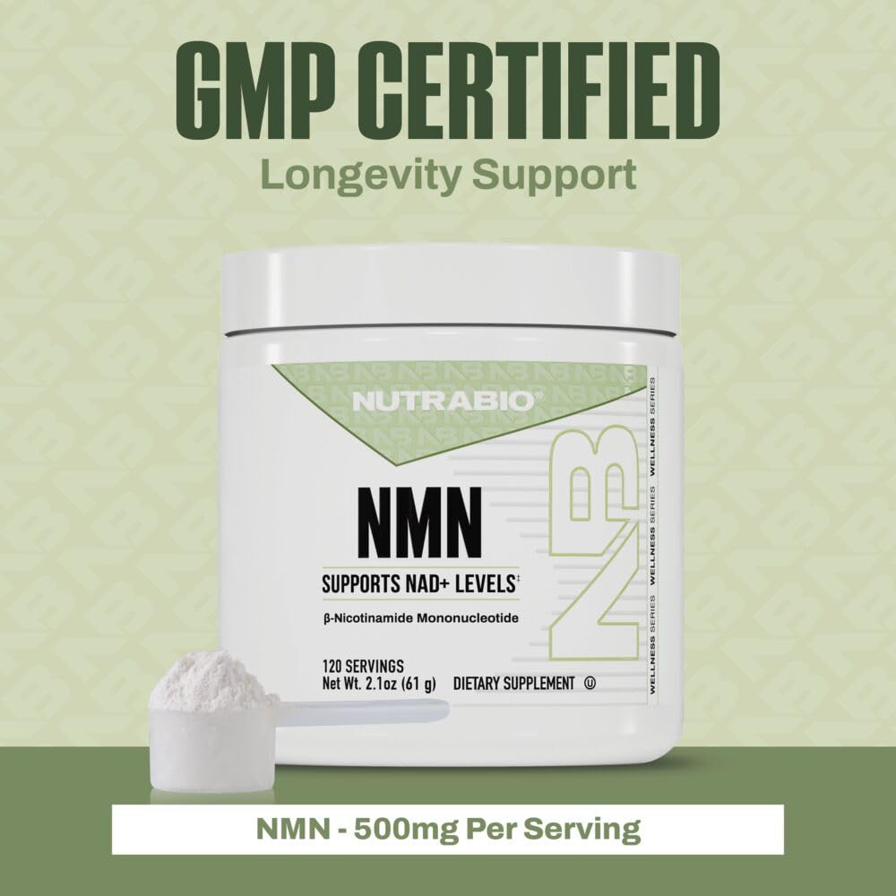 NutraBio NMN - NAD Supplement, Longevity Support, Boost NAD Levels, Increase Cellular Energy, Brain Health, Healthy Aging- 120 Servings NutraBio uk supplements