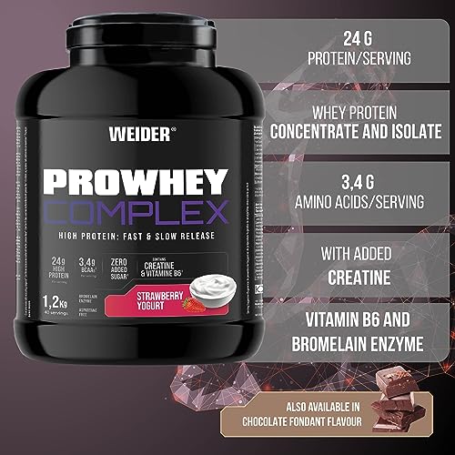 Weider ProWhey Complex (1,2kg) Strawberry-Yogurt Flavour. Formula Based on Whey Protein Weider uk supplements
