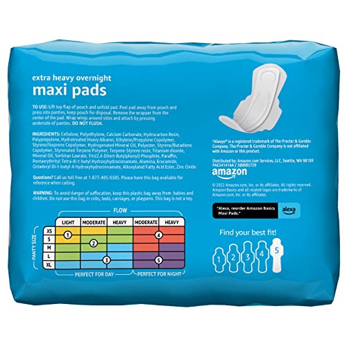 Amazon Basics Thick Maxi Pads with Flexi-Wings for Periods, Extra Heavy Overnight Absorbency Amazon Basics uk supplements