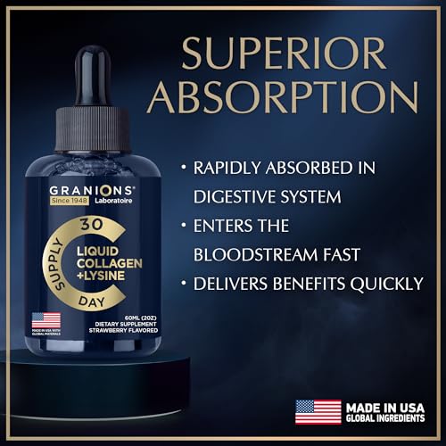 Liquid Collagen Peptides with Biotin and Lysine - Max Hair Skin and Nails Liquid Collagen Granions uk supplements