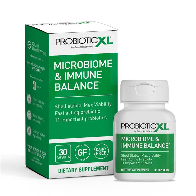 OmegaXL ProbioticXL - Probiotic & Prebiotic, Shelf Stable - Blend 11 Strains - Promote Healthy Gut Flora Growth, 12.5 Billion CFU - Non-GMO, Gluten-Free - 30 Veggie Caps OmegaXL uk supplements