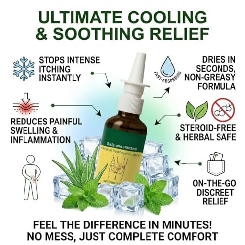 Herbal Hemorrhoid Relief Spray - Fast Acting Relief for Anal Swelling, Itching & Pain, Soothing Perianal Nursing Spray for Discomfort, Natural Plant-Based Formula, 30ML / 1 FL.OZ Aus Healthcare uk supplements