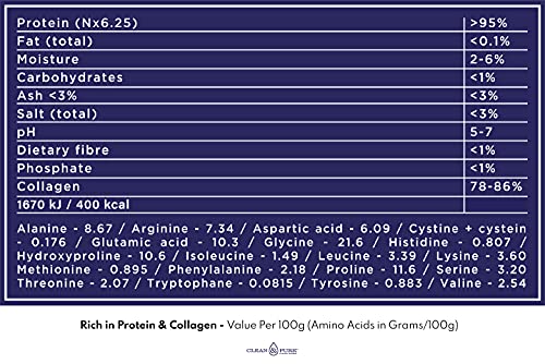 Clean & Pure Collagen Powder, Lab Tested Bovine Peptides with No or Zero Growth Hormones, Pesticides or Vet Meds - 400g Lean Caffeine uk supplements