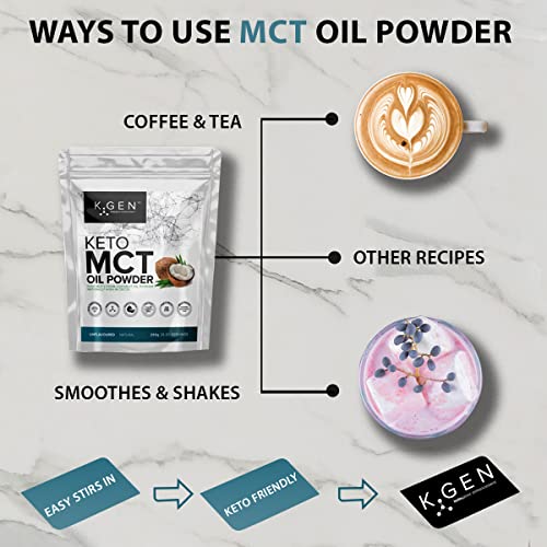 Keto MCT Oil Powder Pure Coconut MCT Keto Coffee Creamer | Premium Quality C8 Easily Absorbed & Digested K GEN ketogenic enhancement uk supplements