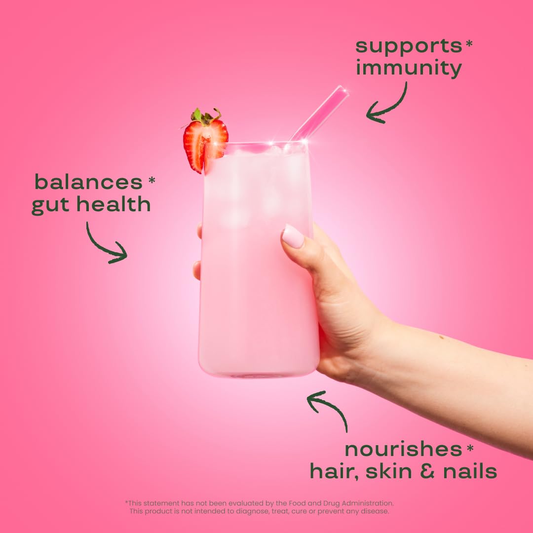 Bloom Nutrition Bovine Colostrum Powder with Vitamin B-12 for Gut Health, Immune Support, Hair Growth & Beauty Supplement | Strawberry, 25 Servings Bloom Nutrition uk supplements