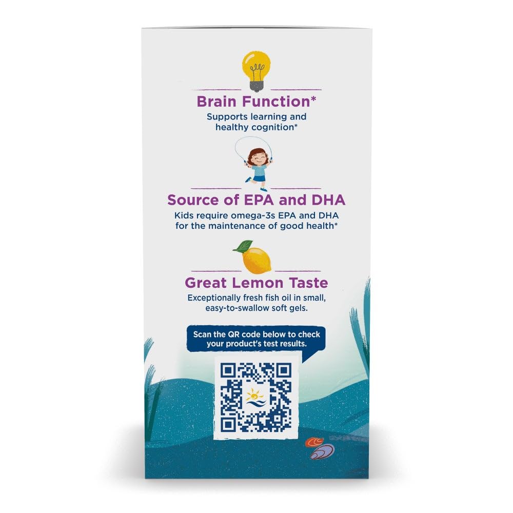 Nordic Naturals Complete Omega Jr., Lemon - 180 Mini Soft Gels - 283 mg Total Omega-3s & 35 mg GLA - Healthy Cognition, Nervous System Function - Non-GMO - 90 Servings Nordic Naturals uk supplements