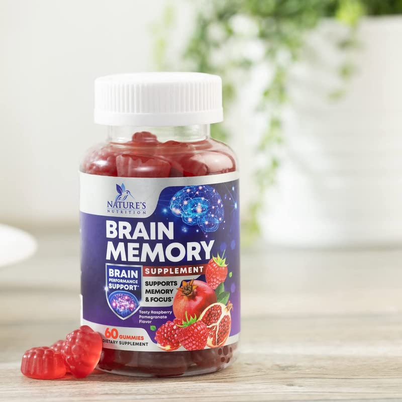 Brain Supplements for Memory & Focus Gummies - Brain Health Clarity with B6 B12 & Phosphatidylserine - Natural Nootropics Cognitive Concentration & Alertness Support Vitamins - 60 Vegan Gummies Nature's Nutrition uk supplements